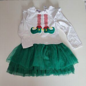Blueberi Boulevard Dress Girl's 7/8 Christmas Tutu lined Elf Legs Party Casual